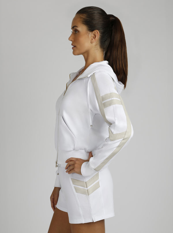 Blanc Noir Maitri Hoodie Gold Trims Optic White / Pumice Stone