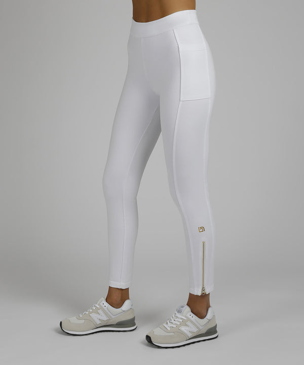 blanc noir New Racing Legging Gold Trims Optic White