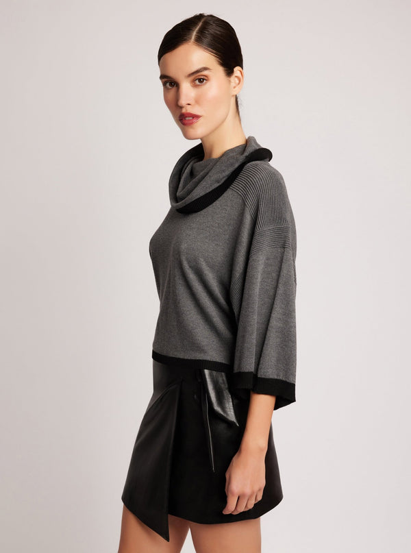 Blanc Noir Portola Heathered Cowl Neck Sweater Charcoal Heather