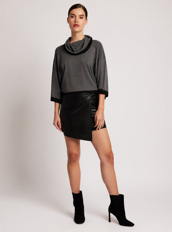 Blanc Noir Portola Heathered Cowl Neck Sweater Charcoal Heather