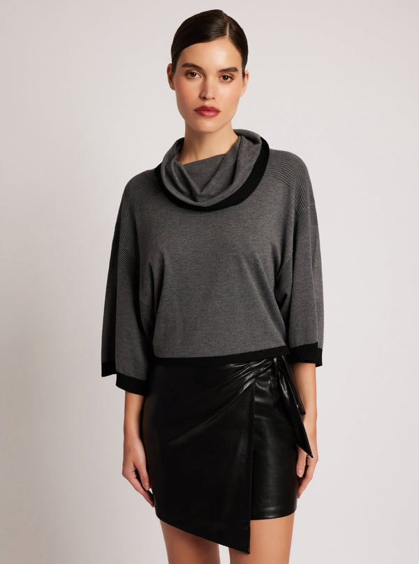blanc noir Portola Heathered Cowl Neck Sweater Charcoal Heather