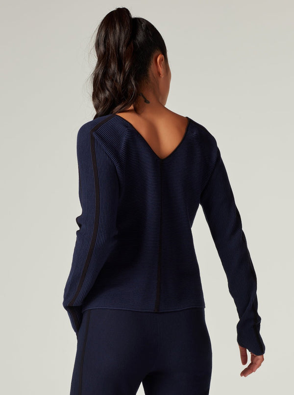 Blanc Noir Portola V Neck Sweater - Dress Blues Final Sale Dress Blues