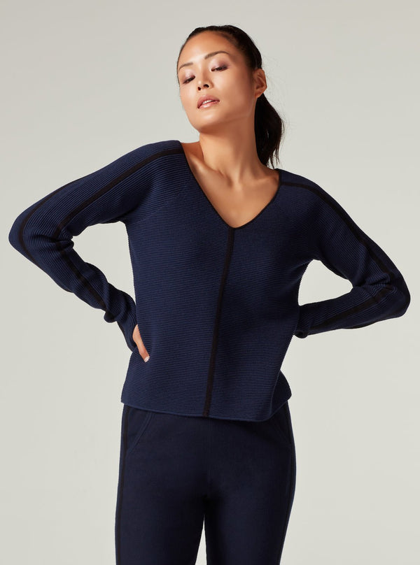 blanc noir Portola V Neck Sweater - Dress Blues Final sale Dress Blues