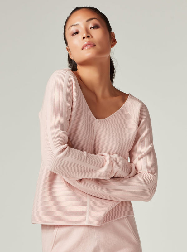 blanc noir Portola V Neck Sweater - Peach Whip - final sale PEACH WHIP