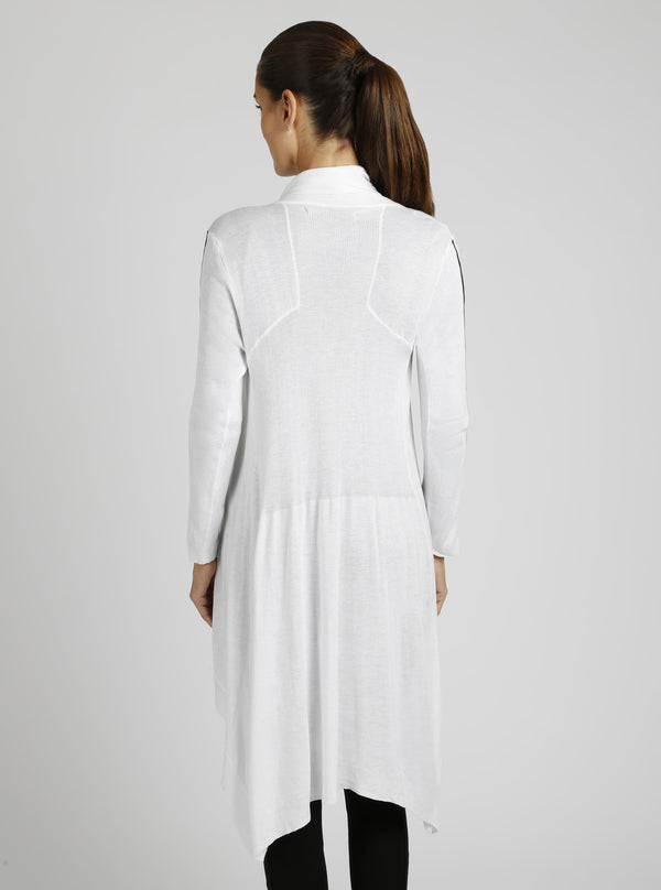 Blanc Noir Sporty Drape Front Cardigan Optic White / Black