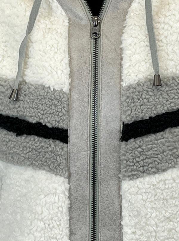 Blanc Noir Sporty Shearling Hoodie Cloud Dancer Combo