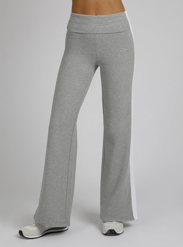 Blanc Noir Tara Wide Leg Lounge Pant LT Heather Grey / Optic White