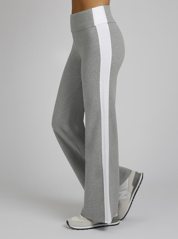 blanc noir Tara Wide Leg Lounge Pant LT Heather Grey / Optic White