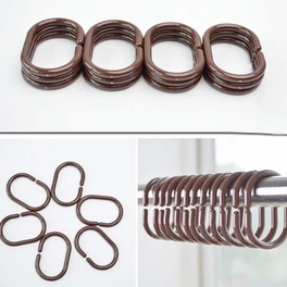Blancho Bedding 12 PCS Bathroom Accessories Shower Curtains Hooks Curtain Hanging Rings Type C Curtain Buckle (Brown)