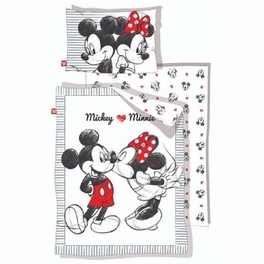 Blancho Bedding 3-Piece Disney White Minnie Kisses Mickey Toddler Bedding Set