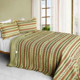blancho bedding [A Long Summer] 3PC Cotton Vermicelli-Quilted Printed Quilt Set (Full/Queen Size)