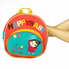 Blancho Bedding [Active Girl] Embroidered Applique Kids Fabric Art School Backpack / Outdoor Backpack (9.0*9.4*3.3)