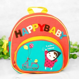blancho bedding [Active Girl] Embroidered Applique Kids Fabric Art School Backpack / Outdoor Backpack (9.0*9.4*3.3)