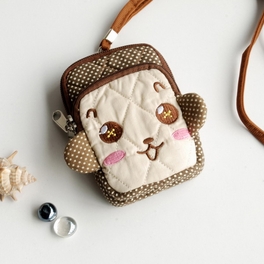 Blancho Bedding [Active Monkey] Embroidered Applique Fabric Art Wallet Purse/ Pouch Bag (2.9 X 4.7 X 0.98 Inches)