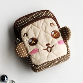 blancho bedding [Active Monkey] Embroidered Applique Fabric Art Wallet Purse/ Pouch Bag (2.9 X 4.7 X 0.98 inches)