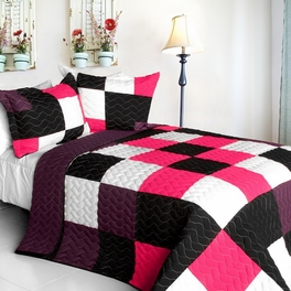blancho bedding [Afterglow] 3PC Vermicelli - Quilted Patchwork Quilt Set (Full/Queen Size)