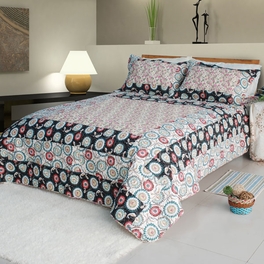 blancho bedding [Alice and Flower] Cotton 2PC Floral Vermicelli-Quilted Patchwork Quilt Set (Twin Size)