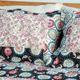 Blancho Bedding [Alice And Flower] Cotton 3PC Floral Vermicelli-Quilted Patchwork Quilt Set (King Size)