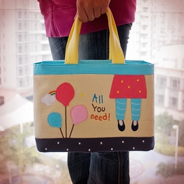 Blancho Bedding [All You Need] Embroidered Applique Fabric Art Tote Bag / Shopper Bag (9.3*7.2*4.2)
