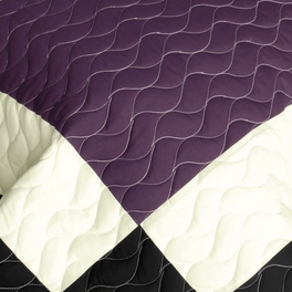 Blancho Bedding [Alocasia] 3PC Vermicelli - Quilted Patchwork Quilt Set (Full/Queen Size)