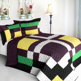 blancho bedding [Alocasia] 3PC Vermicelli - Quilted Patchwork Quilt Set (Full/Queen Size)