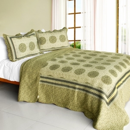 blancho bedding [Antique Beauty] Cotton 3PC Vermicelli-Quilted Polka Dot Printed Quilt Set (Full/Queen Size)