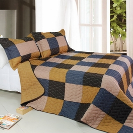 blancho bedding [Antique Chic] 3PC Vermicelli-Quilted Patchwork Quilt Set (Full/Queen Size)