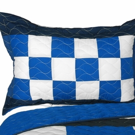 Blancho Bedding [Anything Is Possible] Vermicelli-Quilted Patchwork Plaid Quilt Set Full/Queen