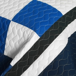 Blancho Bedding [Anything Is Possible] Vermicelli-Quilted Patchwork Plaid Quilt Set Full/Queen