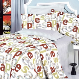 blancho bedding [Apple Letter] 100% Cotton 5PC Comforter Set (Full Size)