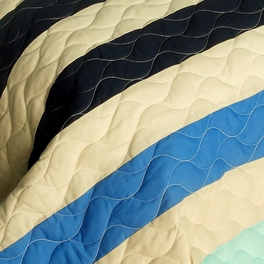Blancho Bedding [Armani Style] 3PC Vermicelli-Quilted Patchwork Quilt Set (Full/Queen Size)