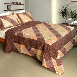 blancho bedding [Artistic Chic] Cotton 3PC Vermicelli-Quilted Printed Quilt Set (Full/Queen Size)