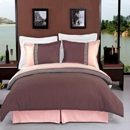 blancho bedding Astrid Taupe & Beige Embroidered Luxury Bedding 3-Piece Duvet Cover Set(King/Calking Size)