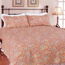 blancho bedding [Autumn Foliage] 100% Cotton 3PC Classic Floral Vermicelli-Quilted Quilt Set (King Size)