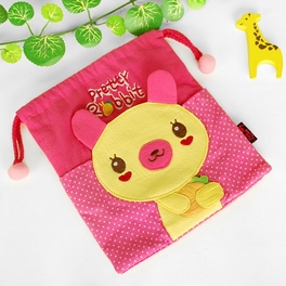 Blancho Bedding [Baby Partners] Embroidered Applique Kids HangBag / Drawstring Bag / Bucket Bag (6.8*7.1)
