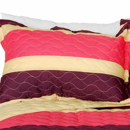 Blancho Bedding [Barefoot Angel ] 3PC Vermicelli-Quilted Patchwork Quilt Set (Full/Queen Size)
