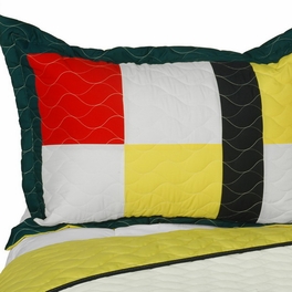 Blancho Bedding [Be Yourself] Vermicelli-Quilted Patchwork Geometric Quilt Set Full/Queen