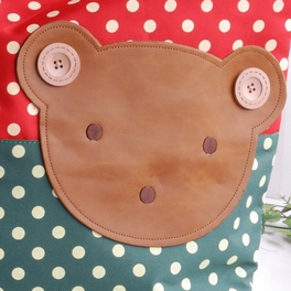 Blancho Bedding [Bear-Crimson] Blancho Applique Kids Fabric Art Tote Bag/Shopper Bag-Big Size (16.5*5.5*12.6)