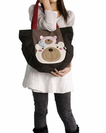 Blancho Bedding [Bear Family] 100% Cotton Canvas Shoulder Tote Bag / Shopper Bag
