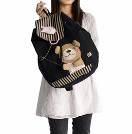 Blancho Bedding [Bear & Fish] 100% Cotton Fabric Art School Backpack / Outdoor Backpack