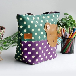 Blancho Bedding [Bear-Green] Blancho Applique Kids Fabric Art Tote Bag/Shopper Bag-Middile Size (13.3*5.1*10.6)