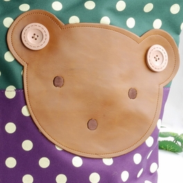 Blancho Bedding [Bear-Green] Blancho Applique Kids Fabric Art Tote Bag/Shopper Bag-Big Size (16.5*5.5*12.6)