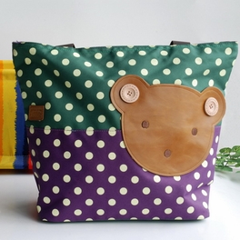 blancho bedding [Bear-Green] Blancho Applique Kids Fabric Art Tote Bag/Shopper Bag-Big Size (16.5*5.5*12.6)
