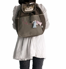 Blancho Bedding [Bear Loves Fish] 100% Cotton Fabric Art School Backpack / Outdoor Backpack