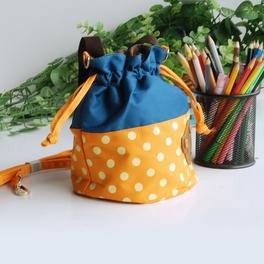 Blancho Bedding [Bear-Orange] Blancho Applique Kids Fabric Art Bucket Bag/Bento Lunch Box/Shopper Bag (5.7*6.3*7.8)
