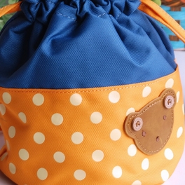Blancho Bedding [Bear-Orange] Blancho Applique Kids Fabric Art Bucket Bag/Bento Lunch Box/Shopper Bag (5.7*6.3*7.8)