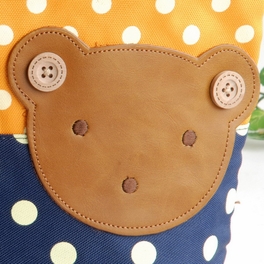 Blancho Bedding [Bear-Orange] Blancho Applique Kids Fabric Art Mini Shopper Bag/Tote Bag-Small Size (9.4*2.7*7.8)