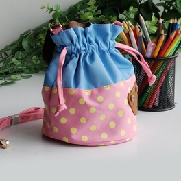Blancho Bedding [Bear-Pink] Blancho Applique Kids Fabric Art Bucket Bag/Bento Lunch Box/Shopper Bag (5.7*6.3*7.8)