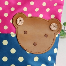Blancho Bedding [Bear-Rosered] Blancho Applique Kids Fabric Art Mini Shopper Bag/Tote Bag-Small Size (9.4*2.7*7.8)