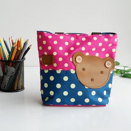 blancho bedding [Bear-Rosered] Blancho Applique Kids Fabric Art Mini Shopper Bag/Tote Bag-Small Size (9.4*2.7*7.8)
